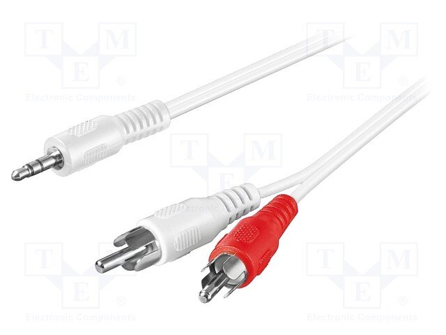 Cablu RCA mufă x2, Jack 3,5mm 3pin mufă; 1m alb